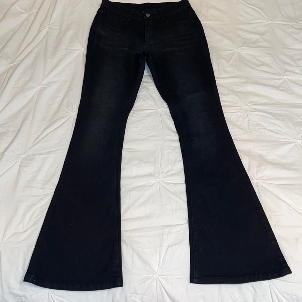 Black Faded Flare Jeans Sz Large